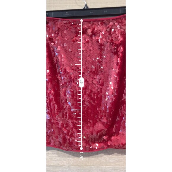 STAUD Vedette red Sequined Skirt size 8 - Picture 10 of 13